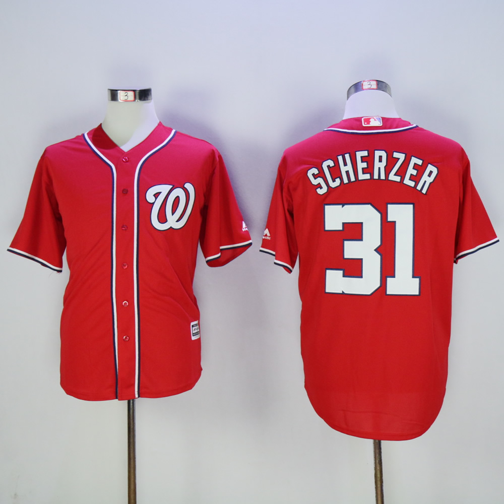 Men Washington Nationals #31 Scherzer Red MLB Jerseys